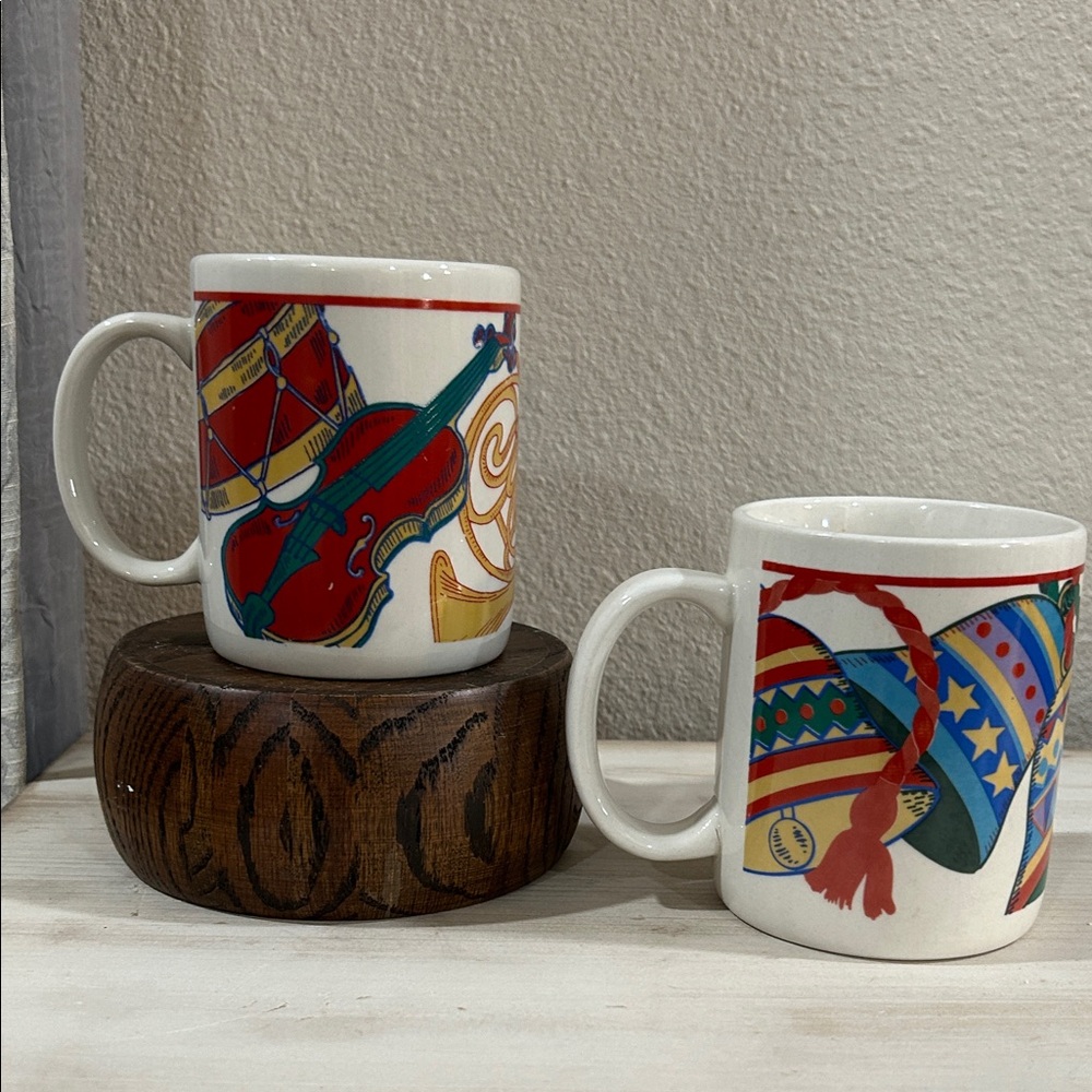 Vintage Colorful Musical Theme Mugs by Riviera Van Beers